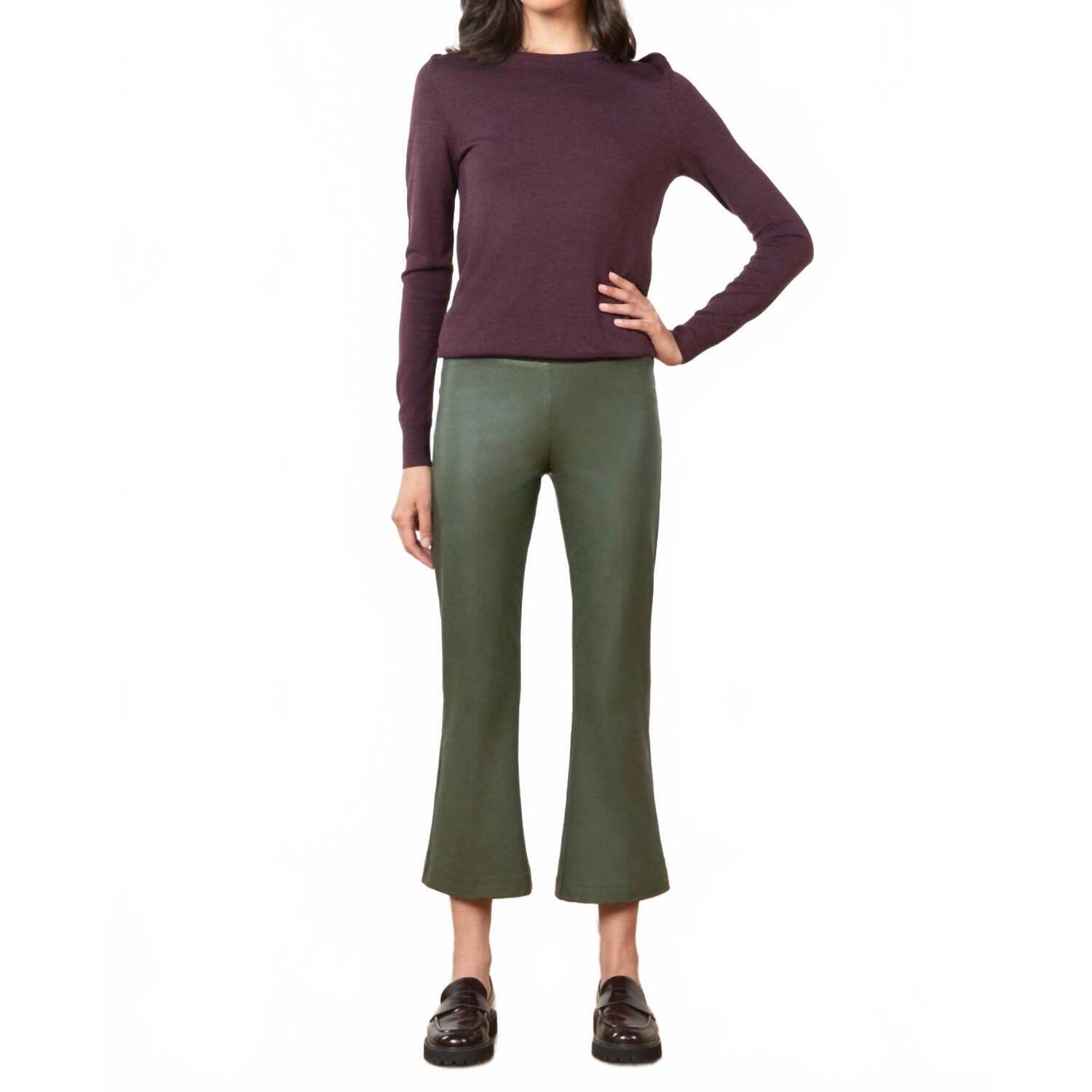 New Avenue Montaigne Leo Pleather Pant In Olive